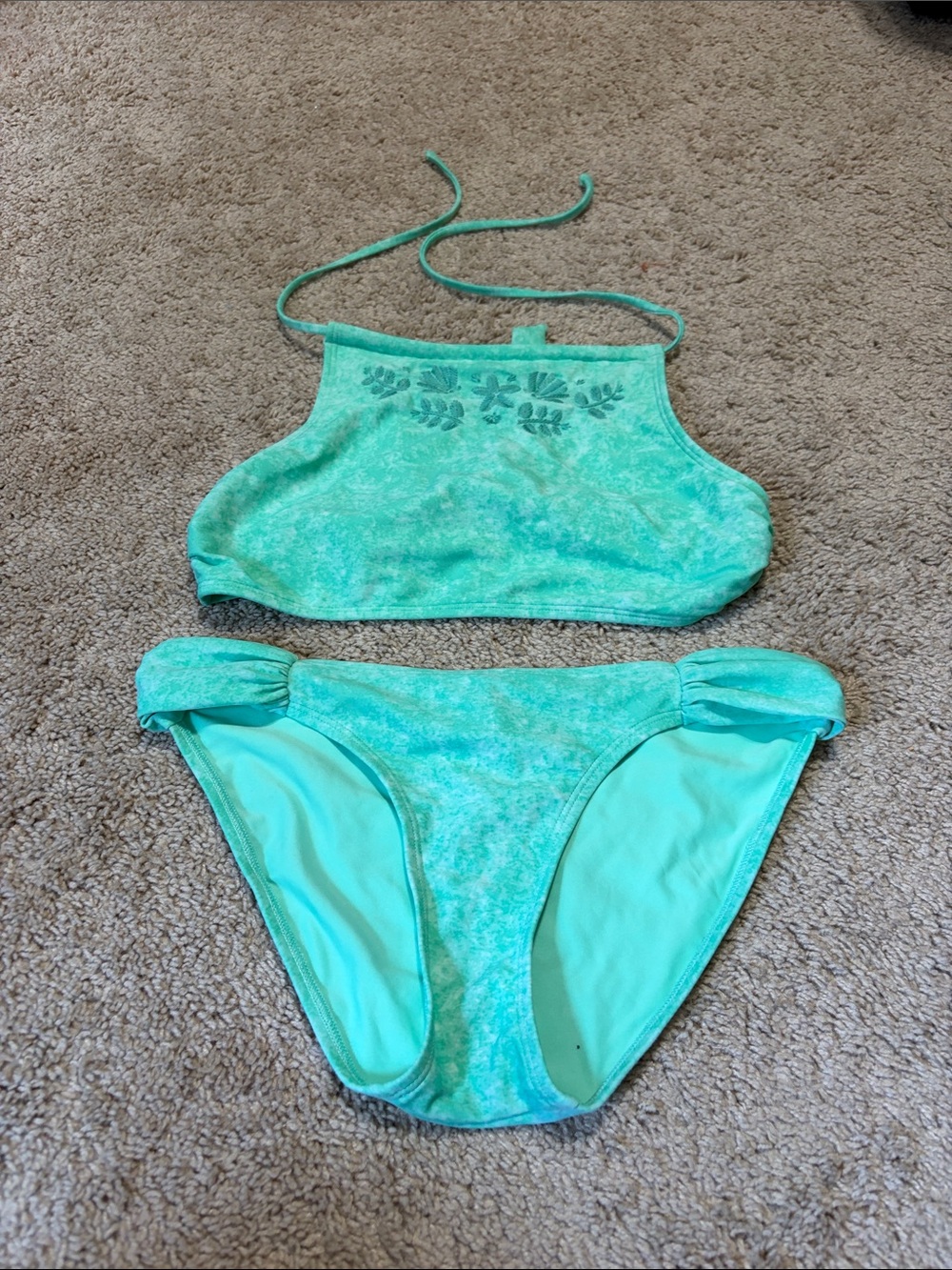 Aerie Bikini Halter Top Green Size Medium Beach Pool